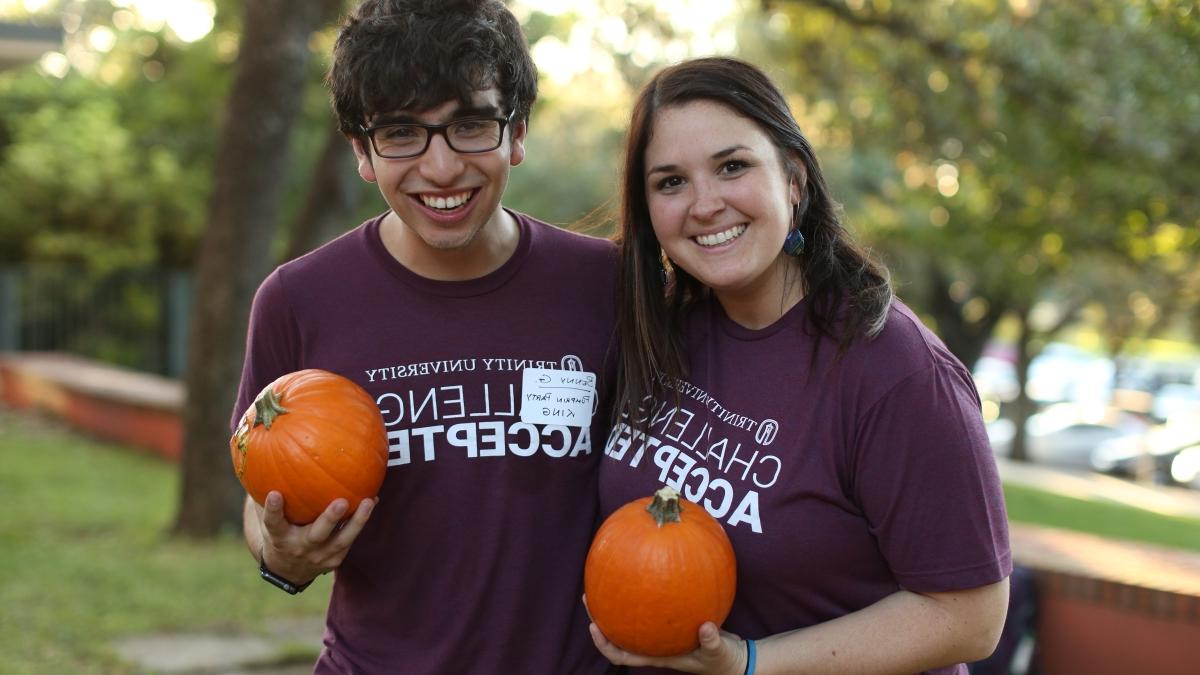 Two students at the Student Ambassador pumpkin event